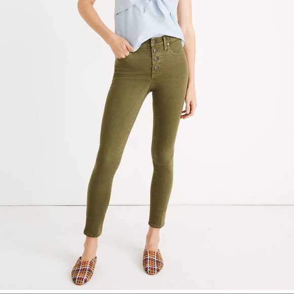 Madewell 9” Rise Skinny Crop Jeans Garment-Dyed Button-Front Edition - Picture 1 of 9
